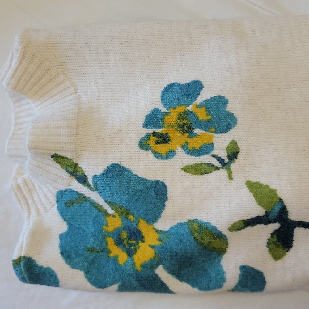 LOFT Women's Petite Floral Mock Neck Sweater